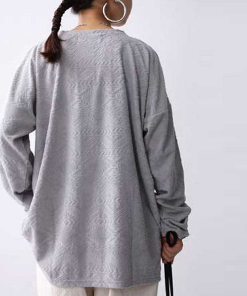 antiqua(アンティカ)の「パイルワイドトップス(Tシャツ/カットソー・レディース・ライトグレー/ブラック・ML/LXL)」の14枚目の写真
