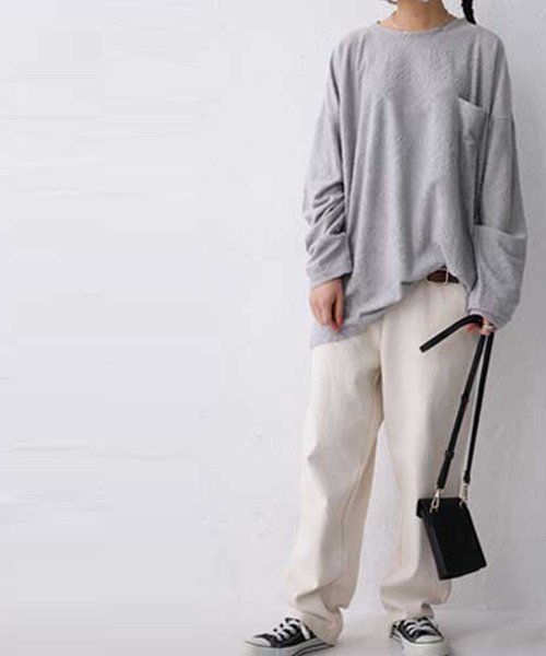 antiqua(アンティカ)の「パイルワイドトップス(Tシャツ/カットソー・レディース・ライトグレー/ブラック・ML/LXL)」の15枚目の写真
