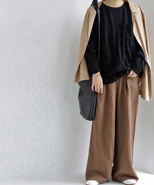 antiqua(アンティカ)の「パイルワイドトップス(Tシャツ/カットソー・レディース・ライトグレー/ブラック・ML/LXL)」の11枚目の写真
