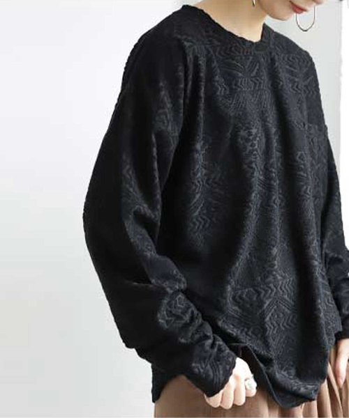 antiqua(アンティカ)の「パイルワイドトップス(Tシャツ/カットソー・レディース・ライトグレー/ブラック・ML/LXL)」の13枚目の写真