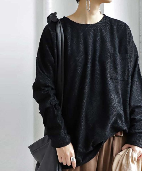 antiqua(アンティカ)の「パイルワイドトップス(Tシャツ/カットソー・レディース・ライトグレー/ブラック・ML/LXL)」の17枚目の写真