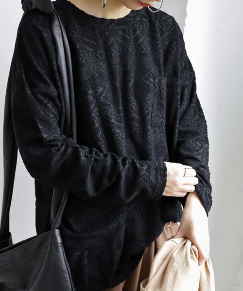 antiqua(アンティカ)の「パイルワイドトップス(Tシャツ/カットソー・レディース・ライトグレー/ブラック・ML/LXL)」の18枚目の写真
