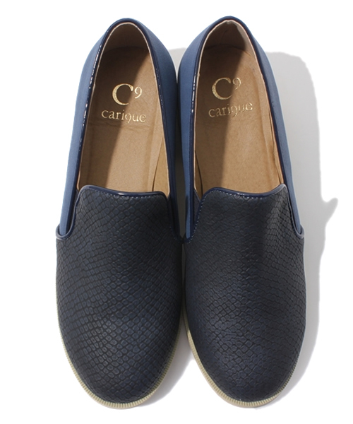 WHO'S WHO gallery（フーズフーギャラリー）の「クロコ切替スリッポン（スニーカー・レディース・ネイビー/ホワイト/ブラック・MEDIUM/LARGE/SMALL）」の10枚目の写真