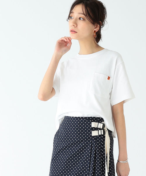 B:MING by BEAMS(ビーミングバイビームス)の「UNIVERSAL OVERALL × B:MING by BEAMS / 別注 ショート ポケットTシャツ 19SS(Tシャツ/カットソー・レディース・ホワイト/ブラック/レッド・ONE SIZE)」の8枚目の写真