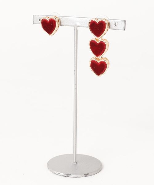 Fun & Daily（ファンアンドデイリー）の「F&D : アシンメトリーハートピアス（ピアス（両耳用）・レディース・レッド/ピンク・FREE）」の2枚目の写真