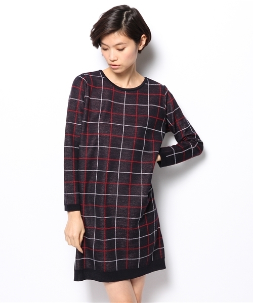 green label relaxing（グリーンレーベルリラクシング）の「GC AC/W CHECK ワンピース（ワンピース・レディース・オフホワイト/ネイビー・フリー）」の2枚目の写真