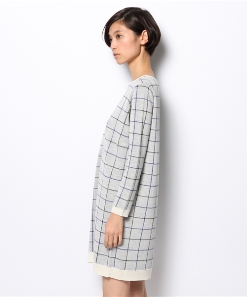 green label relaxing（グリーンレーベルリラクシング）の「GC AC/W CHECK ワンピース（ワンピース・レディース・オフホワイト/ネイビー・フリー）」の4枚目の写真