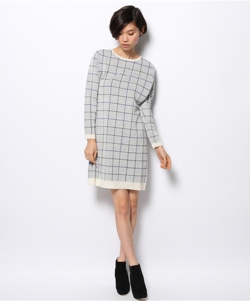 green label relaxing（グリーンレーベルリラクシング）の「GC AC/W CHECK ワンピース（ワンピース・レディース・オフホワイト/ネイビー・フリー）」の6枚目の写真