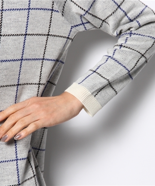 green label relaxing（グリーンレーベルリラクシング）の「GC AC/W CHECK ワンピース（ワンピース・レディース・オフホワイト/ネイビー・フリー）」の8枚目の写真