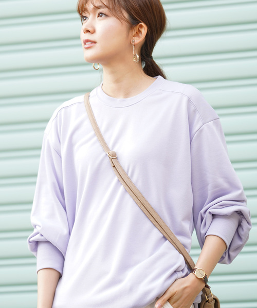 rps（アールピーエス）の「ポケット付き裏毛オーバーサイズプルオーバー（スウェット・レディース・ベージュ/ピンク/ラベンダー/ライトカーキ/杢グレー・M）」の5枚目の写真