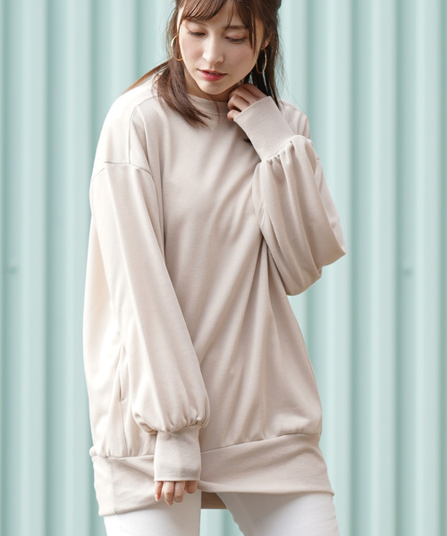 rps（アールピーエス）の「ポケット付き裏毛オーバーサイズプルオーバー（スウェット・レディース・ベージュ/ピンク/ラベンダー/ライトカーキ/杢グレー・M）」の3枚目の写真