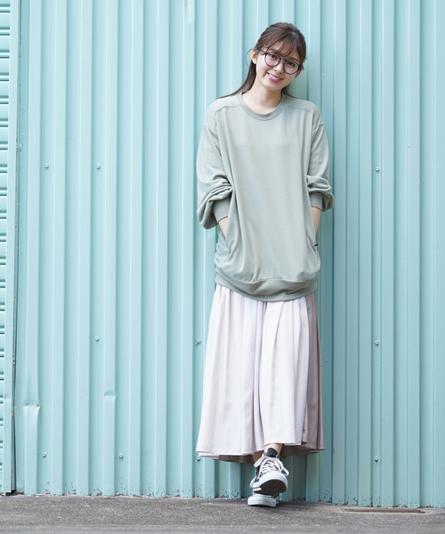 rps（アールピーエス）の「ポケット付き裏毛オーバーサイズプルオーバー（スウェット・レディース・ベージュ/ピンク/ラベンダー/ライトカーキ/杢グレー・M）」の14枚目の写真