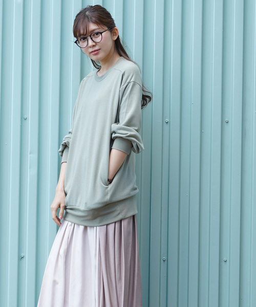 rps（アールピーエス）の「ポケット付き裏毛オーバーサイズプルオーバー（スウェット・レディース・ベージュ/ピンク/ラベンダー/ライトカーキ/杢グレー・M）」の16枚目の写真