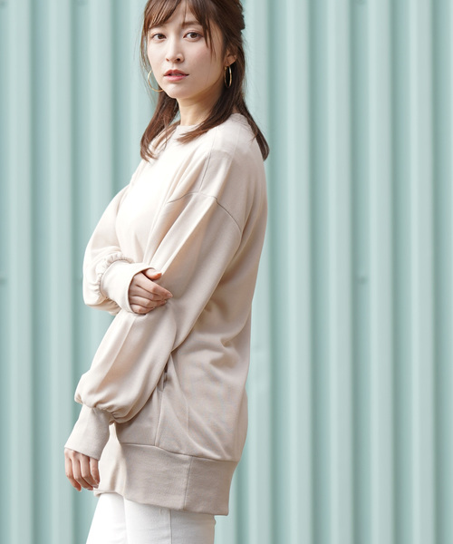 rps（アールピーエス）の「ポケット付き裏毛オーバーサイズプルオーバー（スウェット・レディース・ベージュ/ピンク/ラベンダー/ライトカーキ/杢グレー・M）」の8枚目の写真