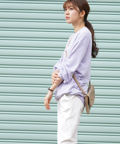 rps（アールピーエス）の「ポケット付き裏毛オーバーサイズプルオーバー（スウェット・レディース・ベージュ/ピンク/ラベンダー/ライトカーキ/杢グレー・M）」の6枚目の写真