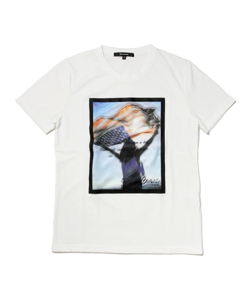 JACKROSE（ジャックローズ）の「3Dレディー＆USAフラッグプリント Tシャツ（Tシャツ/カットソー・メンズ・ホワイト/ブラック・M/L）」の2枚目の写真
