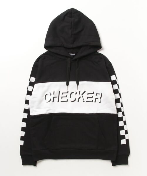 STYLEBLOCK(スタイルブロック)の「切り替え配色ロゴプリントスウェットパーカー(パーカー・メンズ・ブラック/ホワイト系その他・L/M)」の1枚目の写真