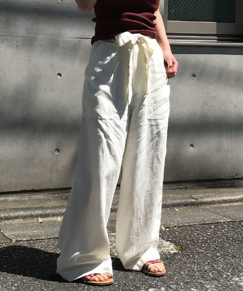 meJane（ミージェーン）の「麻レーヨン/ワイドパンツ（その他パンツ・レディース・ベージュ/グレー/オフホワイト/カーキ/ブラック/オリーブ/ダークベージュ/ナチュラル・フリー/L/M）」の11枚目の写真