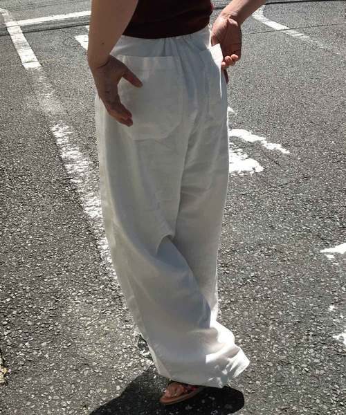meJane（ミージェーン）の「麻レーヨン/ワイドパンツ（その他パンツ・レディース・ベージュ/グレー/オフホワイト/カーキ/ブラック/オリーブ/ダークベージュ/ナチュラル・フリー/L/M）」の12枚目の写真