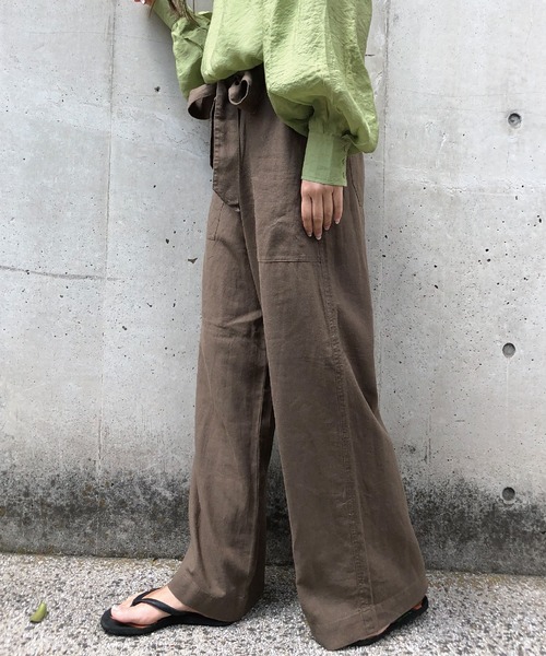 meJane（ミージェーン）の「麻レーヨン/ワイドパンツ（その他パンツ・レディース・ベージュ/グレー/オフホワイト/カーキ/ブラック/オリーブ/ダークベージュ/ナチュラル・フリー/L/M）」の22枚目の写真