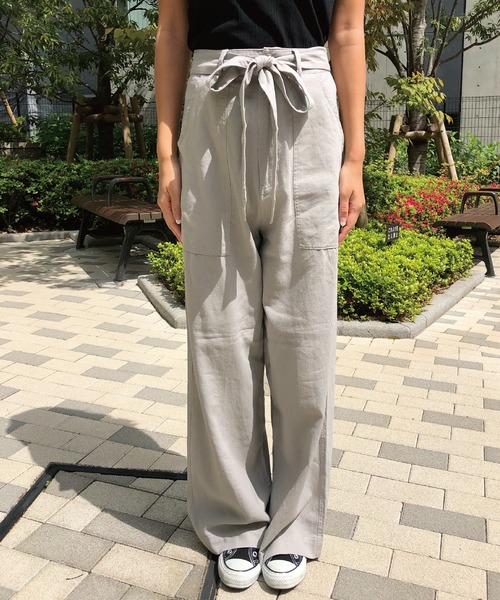 meJane（ミージェーン）の「麻レーヨン/ワイドパンツ（その他パンツ・レディース・ベージュ/グレー/オフホワイト/カーキ/ブラック/オリーブ/ダークベージュ/ナチュラル・フリー/L/M）」の20枚目の写真