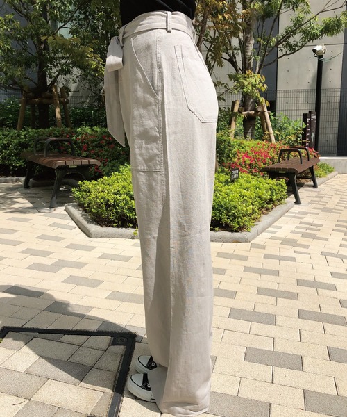 meJane（ミージェーン）の「麻レーヨン/ワイドパンツ（その他パンツ・レディース・ベージュ/グレー/オフホワイト/カーキ/ブラック/オリーブ/ダークベージュ/ナチュラル・フリー/L/M）」の19枚目の写真