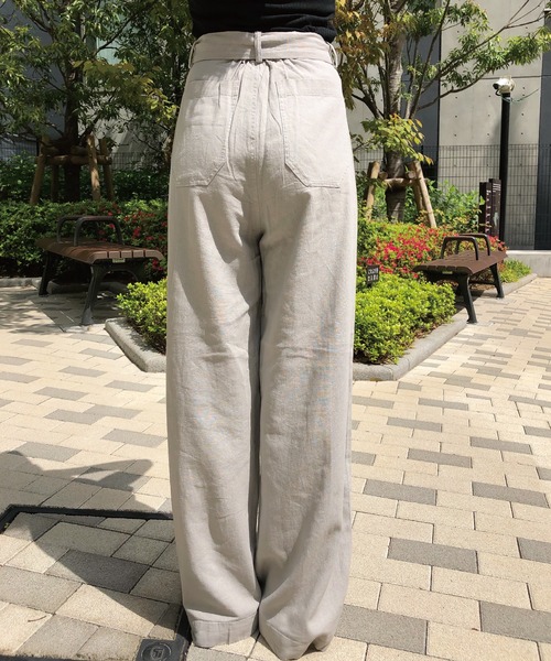 meJane（ミージェーン）の「麻レーヨン/ワイドパンツ（その他パンツ・レディース・ベージュ/グレー/オフホワイト/カーキ/ブラック/オリーブ/ダークベージュ/ナチュラル・フリー/L/M）」の18枚目の写真