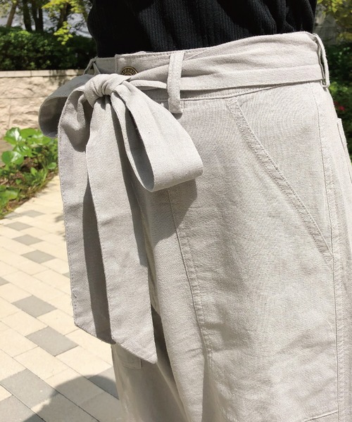 meJane（ミージェーン）の「麻レーヨン/ワイドパンツ（その他パンツ・レディース・ベージュ/グレー/オフホワイト/カーキ/ブラック/オリーブ/ダークベージュ/ナチュラル・フリー/L/M）」の16枚目の写真