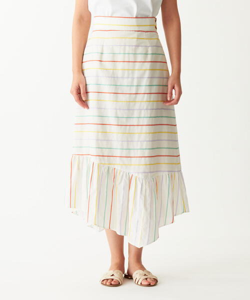 EMMEL REFINES（エメルリファインズ）の「【EMMEL REFINES】SMF HW CL I マルチラメボーダースカート（スカート・レディース・オフホワイト/ブラック・M/S）」の10枚目の写真