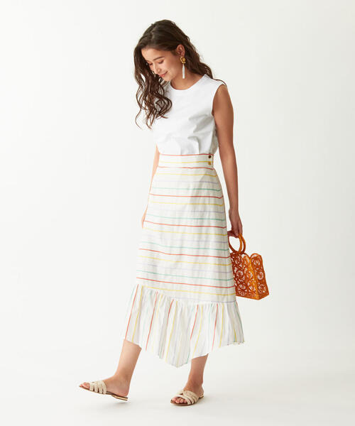 EMMEL REFINES（エメルリファインズ）の「【EMMEL REFINES】SMF HW CL I マルチラメボーダースカート（スカート・レディース・オフホワイト/ブラック・M/S）」の12枚目の写真