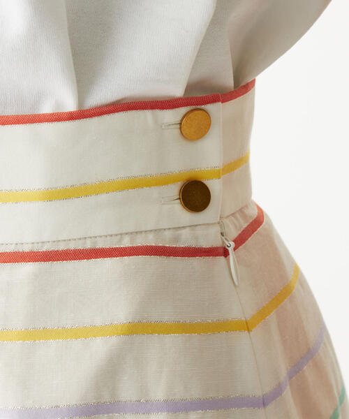 EMMEL REFINES（エメルリファインズ）の「【EMMEL REFINES】SMF HW CL I マルチラメボーダースカート（スカート・レディース・オフホワイト/ブラック・M/S）」の4枚目の写真