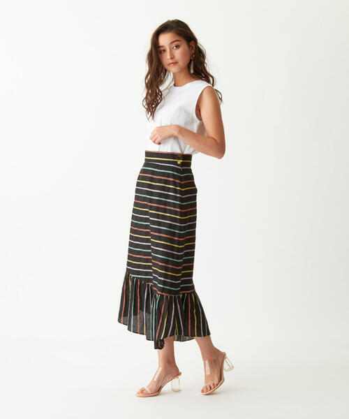 EMMEL REFINES（エメルリファインズ）の「【EMMEL REFINES】SMF HW CL I マルチラメボーダースカート（スカート・レディース・オフホワイト/ブラック・M/S）」の7枚目の写真