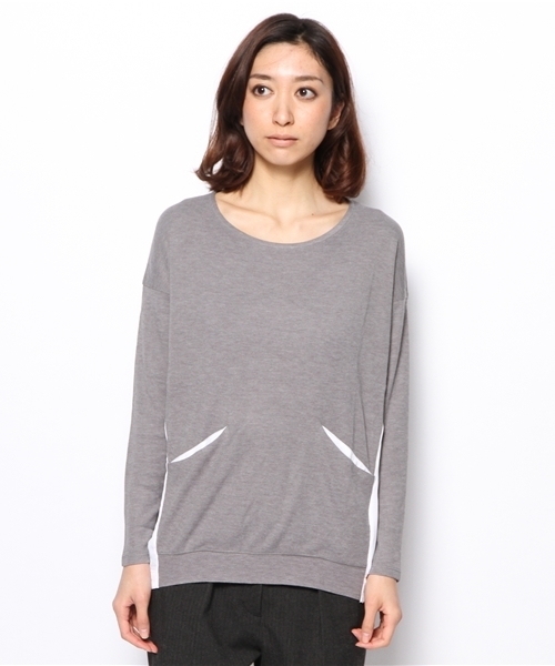 PLST（プラステ）の「フロントポケットドッキングプルオーバー（Tシャツ/カットソー・レディース・グレー・2）」の9枚目の写真