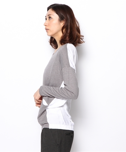 PLST（プラステ）の「フロントポケットドッキングプルオーバー（Tシャツ/カットソー・レディース・グレー・2）」の4枚目の写真
