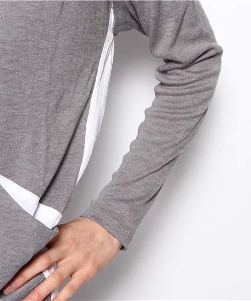 PLST（プラステ）の「フロントポケットドッキングプルオーバー（Tシャツ/カットソー・レディース・グレー・2）」の7枚目の写真
