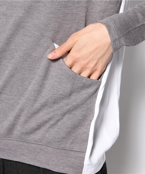 PLST（プラステ）の「フロントポケットドッキングプルオーバー（Tシャツ/カットソー・レディース・グレー・2）」の8枚目の写真