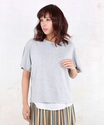 『FONT LAB(フォントラブ)』インナータンクトップ付きレイヤードドルマントップス【9号(M)】