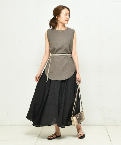 DouDou（ドゥドゥ）の「バックヘンリータンク（Tシャツ/カットソー・レディース・ブラック/オフホワイト/カーキ・FREE）」の6枚目の写真