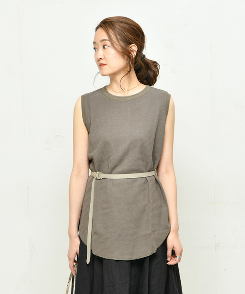 DouDou（ドゥドゥ）の「バックヘンリータンク（Tシャツ/カットソー・レディース・ブラック/オフホワイト/カーキ・FREE）」の8枚目の写真