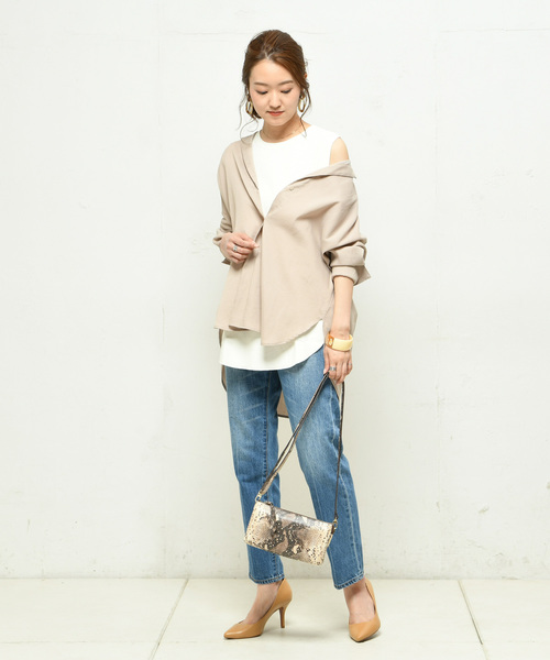 DouDou（ドゥドゥ）の「バックヘンリータンク（Tシャツ/カットソー・レディース・ブラック/オフホワイト/カーキ・FREE）」の9枚目の写真