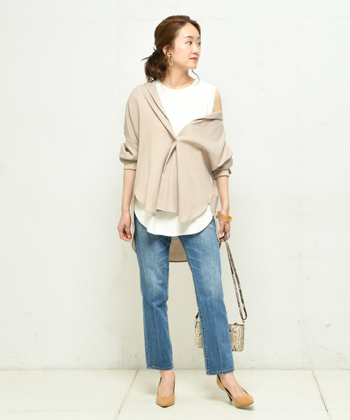 DouDou（ドゥドゥ）の「バックヘンリータンク（Tシャツ/カットソー・レディース・ブラック/オフホワイト/カーキ・FREE）」の11枚目の写真