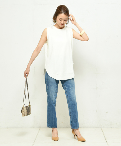 DouDou（ドゥドゥ）の「バックヘンリータンク（Tシャツ/カットソー・レディース・ブラック/オフホワイト/カーキ・FREE）」の17枚目の写真