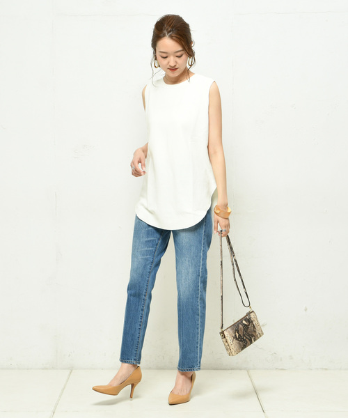 DouDou（ドゥドゥ）の「バックヘンリータンク（Tシャツ/カットソー・レディース・ブラック/オフホワイト/カーキ・FREE）」の18枚目の写真