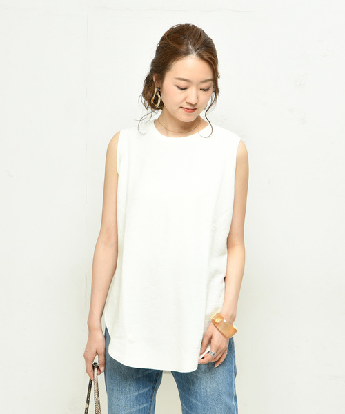 DouDou（ドゥドゥ）の「バックヘンリータンク（Tシャツ/カットソー・レディース・ブラック/オフホワイト/カーキ・FREE）」の19枚目の写真