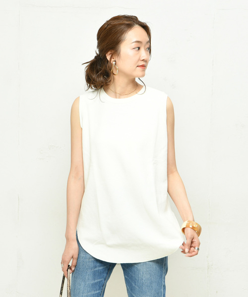 DouDou（ドゥドゥ）の「バックヘンリータンク（Tシャツ/カットソー・レディース・ブラック/オフホワイト/カーキ・FREE）」の20枚目の写真