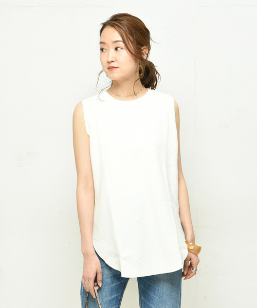 DouDou（ドゥドゥ）の「バックヘンリータンク（Tシャツ/カットソー・レディース・ブラック/オフホワイト/カーキ・FREE）」の21枚目の写真