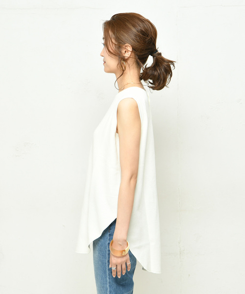 DouDou（ドゥドゥ）の「バックヘンリータンク（Tシャツ/カットソー・レディース・ブラック/オフホワイト/カーキ・FREE）」の22枚目の写真