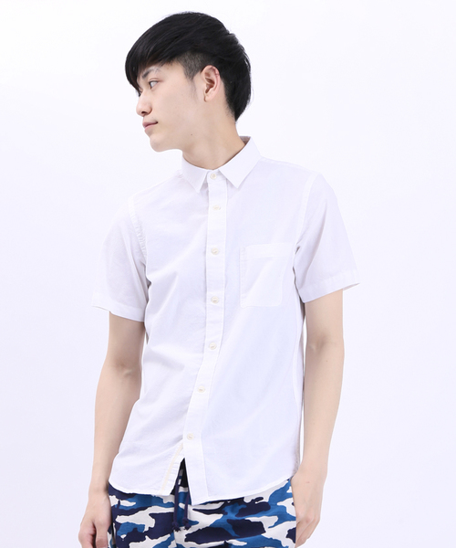 WEGO(ウィゴー)の「WEGO/オックスフォード半袖シャツ(シャツ/ブラウス・メンズ・ホワイト/グリーン/ブルー・LARGE/MEDIUM)」の2枚目の写真