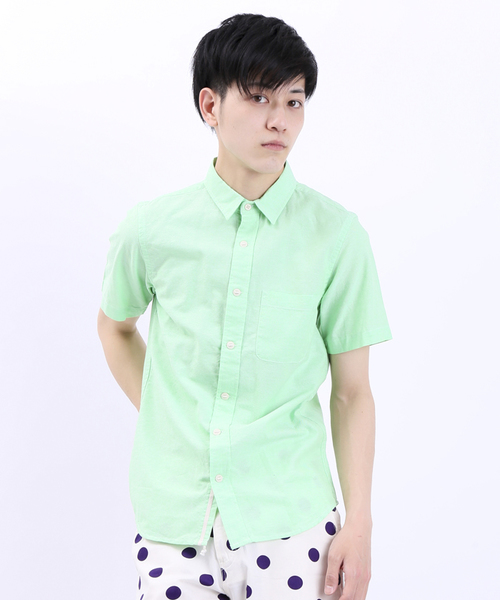 WEGO(ウィゴー)の「WEGO/オックスフォード半袖シャツ(シャツ/ブラウス・メンズ・ホワイト/グリーン/ブルー・LARGE/MEDIUM)」の1枚目の写真