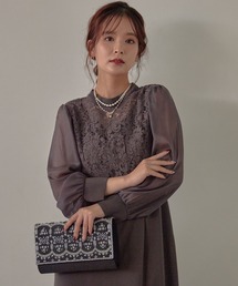 ビーズｘパール刺繍モチーフ使いクラッチバッグ